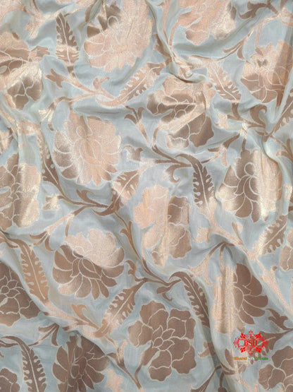 Handloom Banarasi Pure Katan Silk Floral Booti In Shades Of White - Bharat Silk House Opara Silk