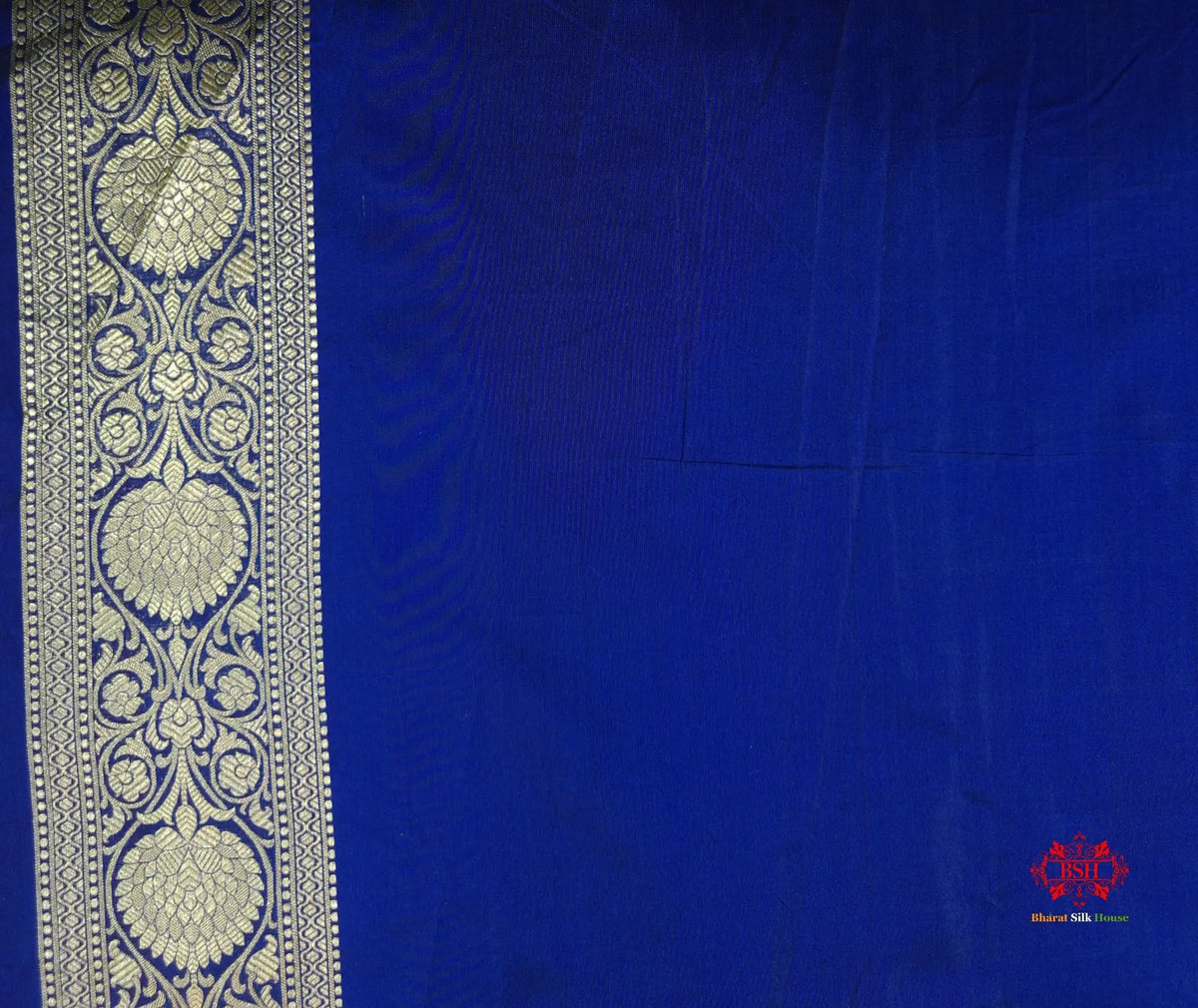 Handloom Banarasi Pure Katan Silk Floral Jaal In Shades Of Blue - Bharat Silk House Pure Kataan Silk