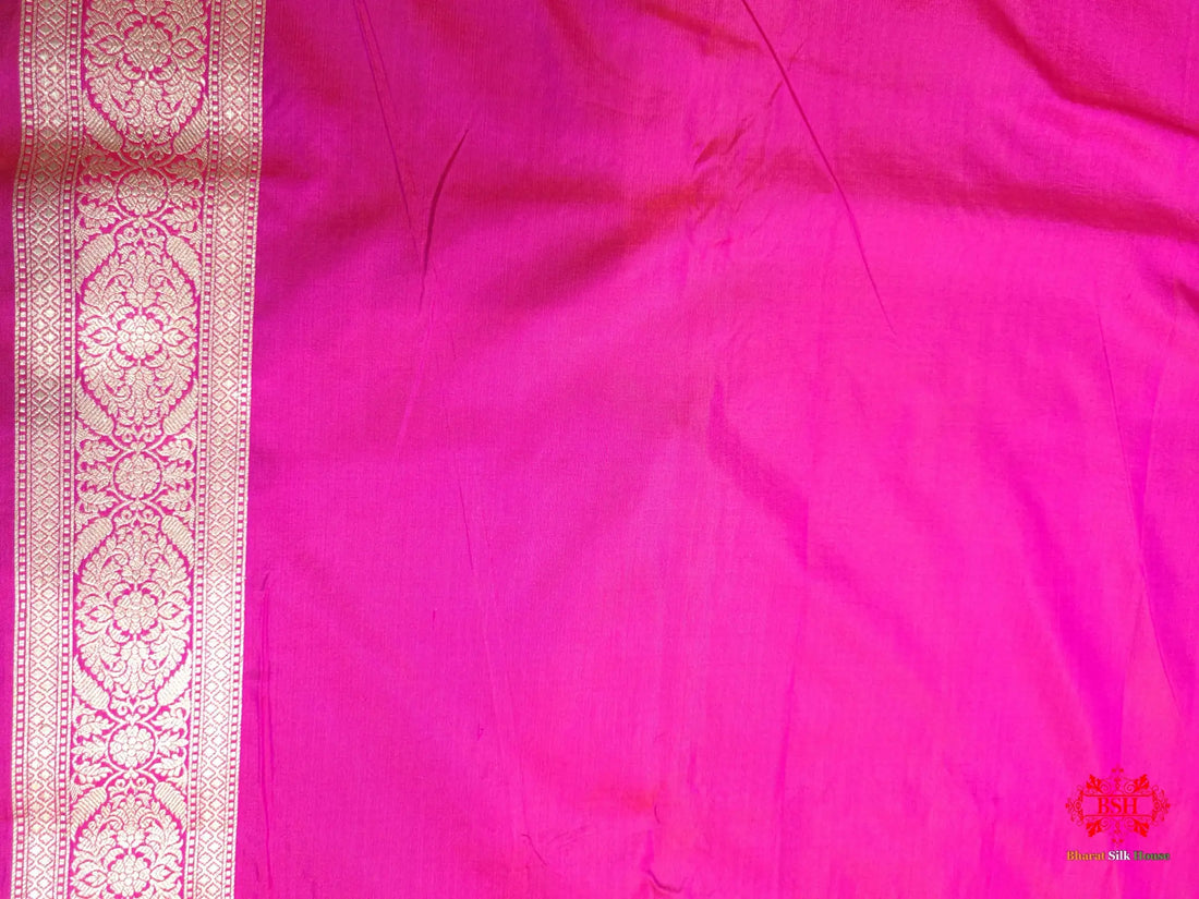 Handloom Banarasi Pure Katan Silk Floral Jaal In Shades Of Pink - Bharat Silk House Pure Kataan Silk