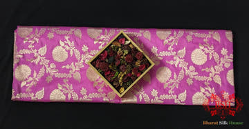 Handloom Banarasi Pure Katan Silk Floral Jaal Saree In Shades Of Gazari - Bharat Silk House Pure Kataan Silk