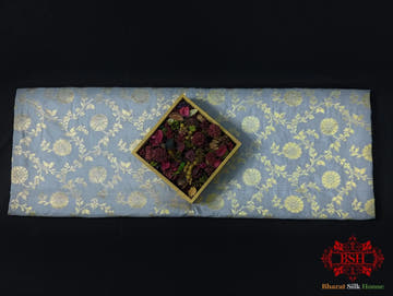 Handloom Banarasi Pure Katan Silk Floral Jaal Saree In Shades Of Grey - Bharat Silk House Pure Kataan Silk