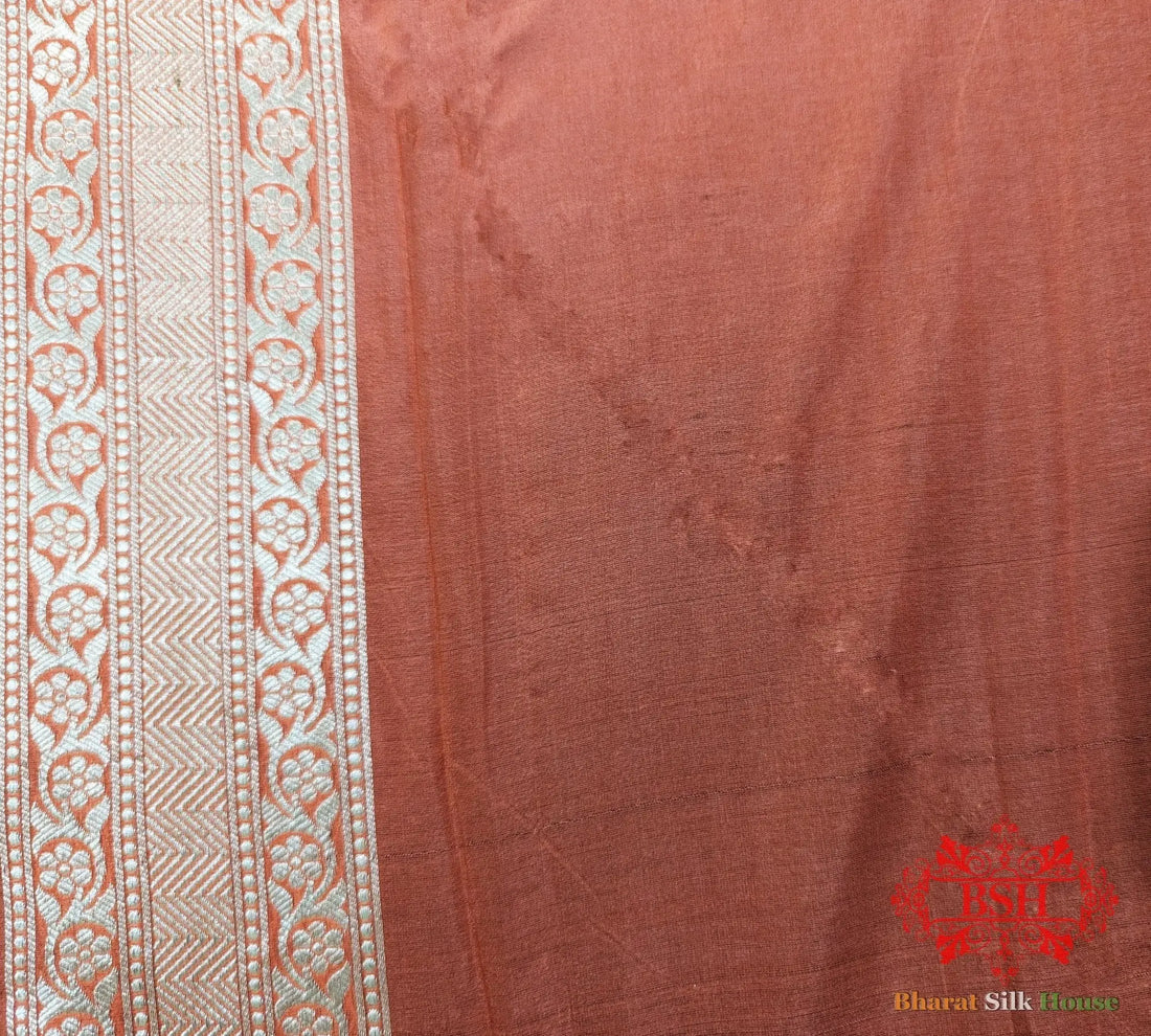 Handloom Banarasi Pure Katan Silk Floral Jaal Saree In Shades Of Peach - Bharat Silk House Pure Kataan Silk