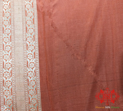 Handloom Banarasi Pure Katan Silk Floral Jaal Saree In Shades Of Peach - Bharat Silk House Pure Kataan Silk