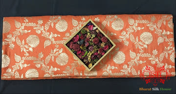 Handloom Banarasi Pure Katan Silk Floral Jaal Saree In Shades Of Peach - Bharat Silk House Pure Kataan Silk