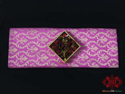 Handloom Banarasi Pure Katan Silk Floral Jaal Saree In Shades Of Violet - Bharat Silk House