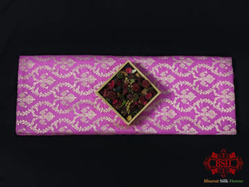 Handloom Banarasi Pure Katan Silk Floral Jaal Saree In Shades Of Violet - Bharat Silk House Pure Kataan Silk
