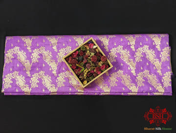 Handloom Banarasi Pure Katan Silk Opara Floral Jaal In Shades Of Gazari - Bharat Silk House Pure Kataan Silk