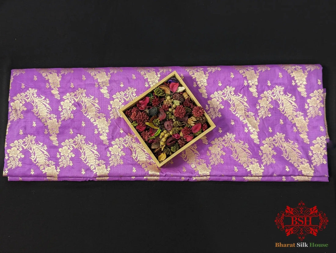 Handloom Banarasi Pure Katan Silk Opara Floral Jaal In Shades Of Gazari - Bharat Silk House Pure Kataan Silk