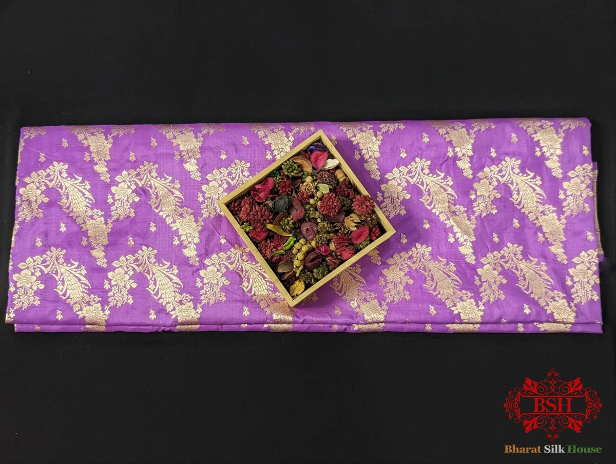 Handloom Banarasi Pure Katan Silk Opara Floral Jaal In Shades Of Gazari - Bharat Silk House Pure Kataan Silk