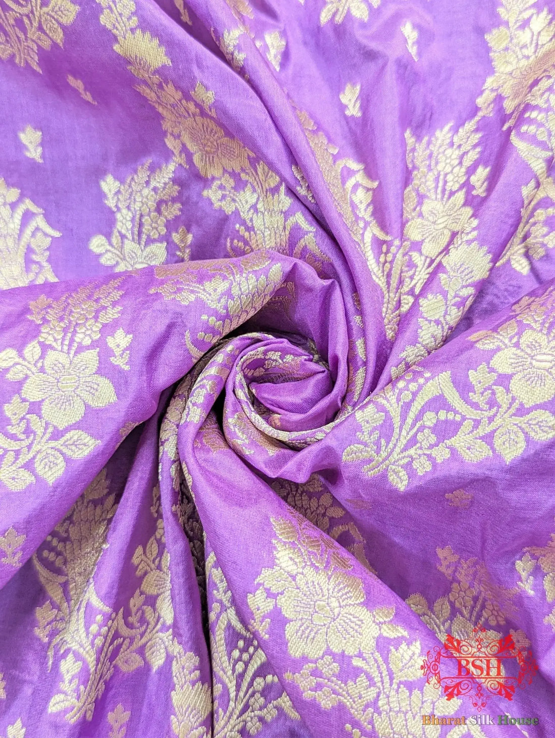 Handloom Banarasi Pure Katan Silk Opara Floral Jaal In Shades Of Gazari - Bharat Silk House Pure Kataan Silk
