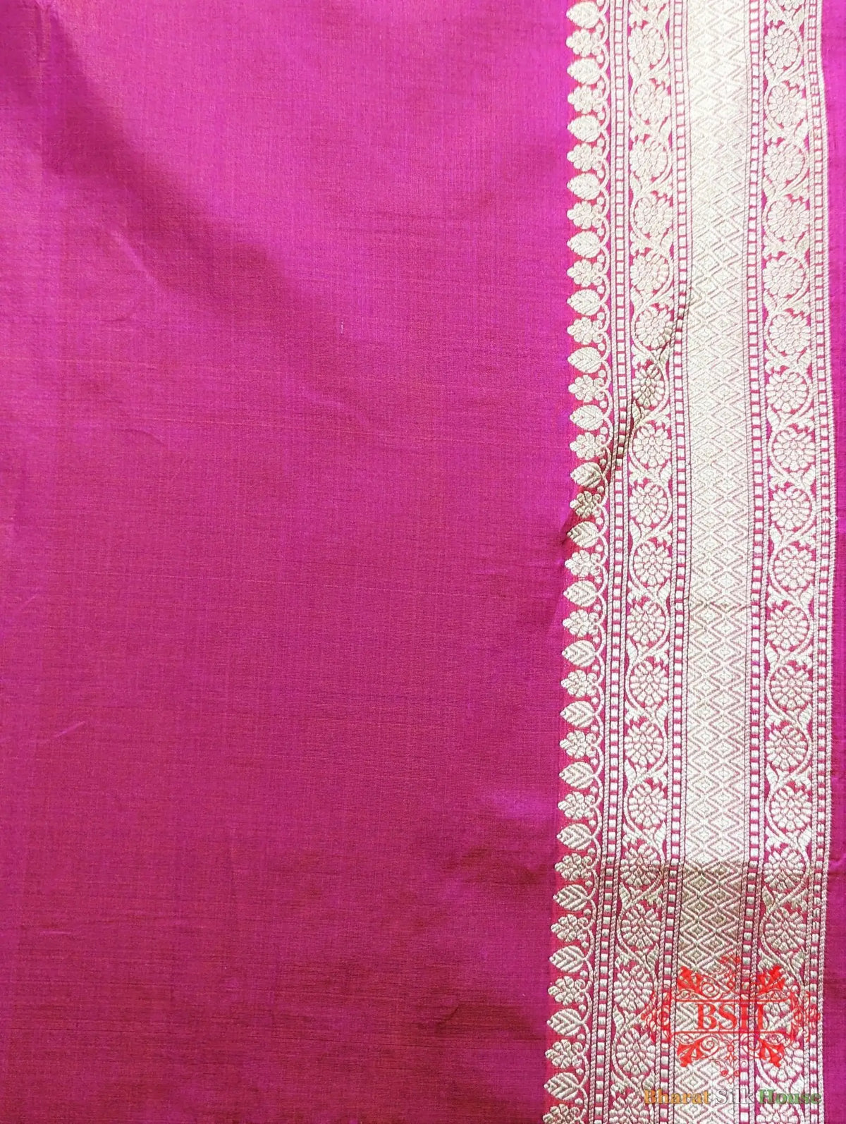 Handloom Banarasi Pure Katan Silk Opara Floral Jaal In Shades Of Rani - Bharat Silk House Pure Kataan Silk