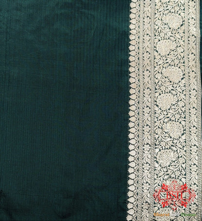 Handloom Banarasi Pure Katan Silk Opara With Floral Jaal In Shades Of Green - Bharat Silk House Pure Kataan Silk