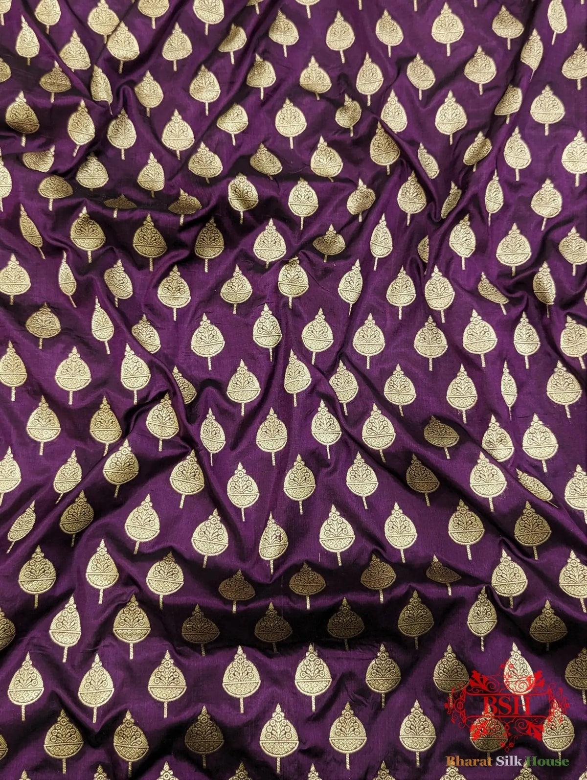 Handloom Banarasi Pure Katan Silk Saree Floral Booti In Shades Of Plum - Bharat Silk House Pure Kataan Silk
