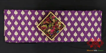 Handloom Banarasi Pure Katan Silk Saree Floral Booti In Shades Of Plum - Bharat Silk House Pure Kataan Silk