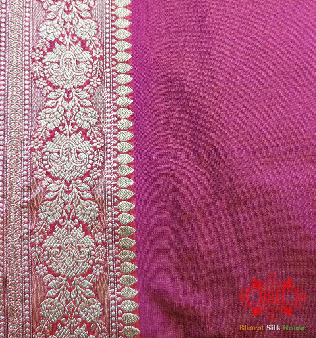 Handloom Banarasi Pure Katan Silk Saree Floral In Shades Of Pink/Orange Cross Color - Bharat Silk House Pure Kataan Silk