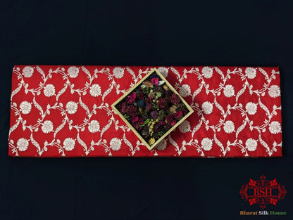 Handloom Banarasi Pure Katan Silk Saree Floral Jaal In Shades Of Red - Bharat Silk House Pure Kataan Silk