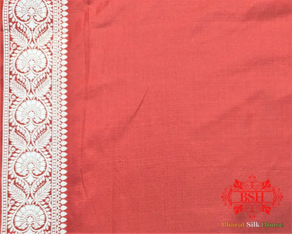 Handloom Banarasi Pure Katan Silk Saree Floral Jaal In Shades Of Red - Bharat Silk House Pure Kataan Silk