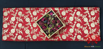 Handloom Banarasi Pure Katan Silk Saree Floral Jaal In Shades Of Red - Bharat Silk House Pure Kataan Silk