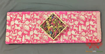 Handloom Banarasi Shikargah Kataan Silk Saree In Shades Of Pink - Bharat Silk House Pure Kataan Silk