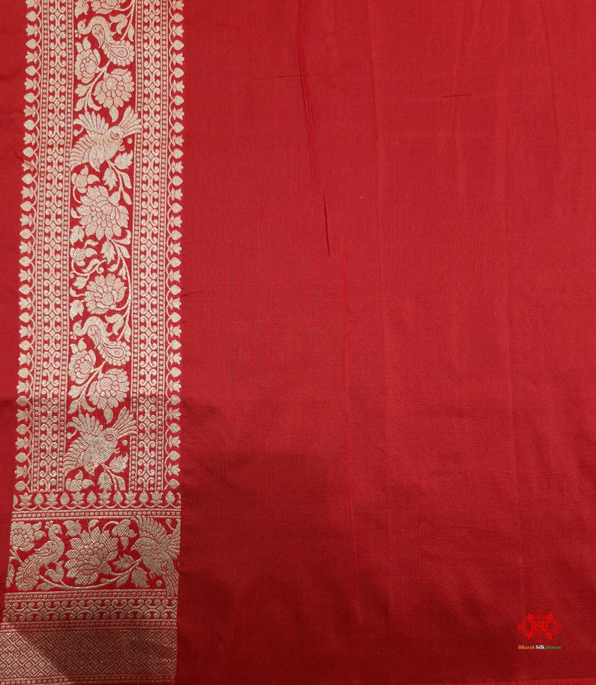 Handloom Banarasi Shikargah Katan Silk Saree In Shades Of Red - Bharat Silk House Pure Kataan Silk