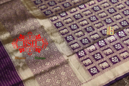 Hickory Purple Pure Kataan Silk Sona Rupa Dupatta - Bharat Silk House Pure Silk Dupatta