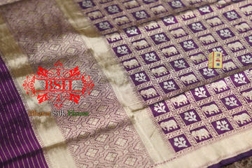 Hickory Purple Pure Kataan Silk Sona Rupa Dupatta - Bharat Silk House Pure Silk Dupatta