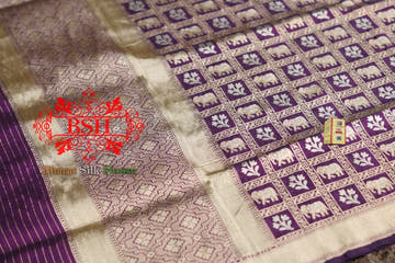 Hickory Purple Pure Kataan Silk Sona Rupa Dupatta - Bharat Silk House Pure Silk Dupatta