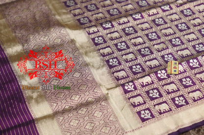 Hickory Purple Pure Kataan Silk Sona Rupa Dupatta - Bharat Silk House Pure Silk Dupatta