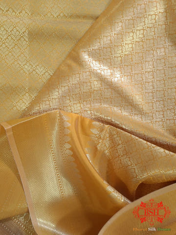 Honey Shades Of Yellow Banarasi Brocade Semi Silk Dupatta - Bharat Silk House Semi Dupatte