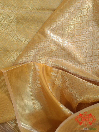 Honey Shades Of Yellow Banarasi Brocade Semi Silk Dupatta - Bharat Silk House Semi Dupatte