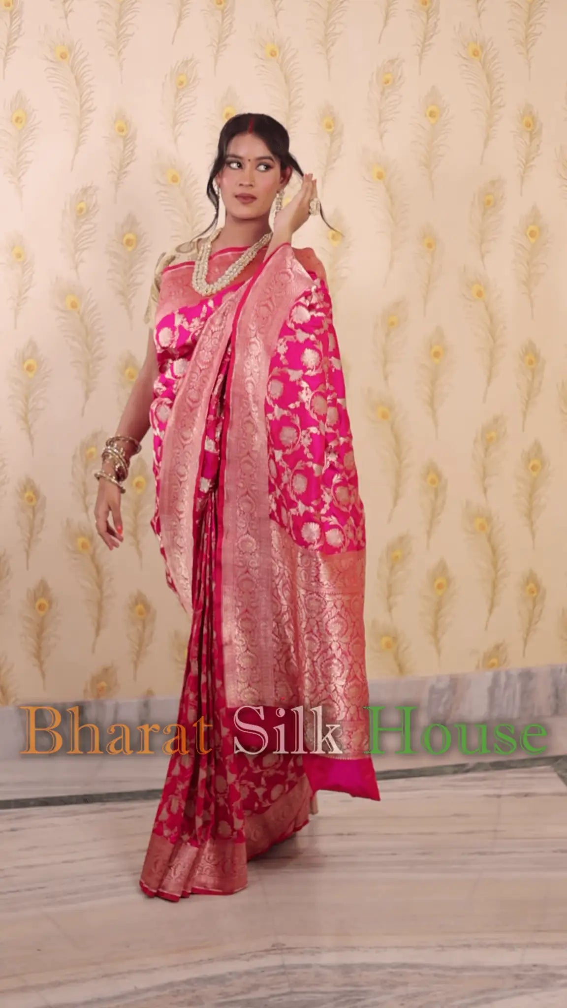 Hot Pink Opara Silk Banarasi Handloom Saree - Bharat Silk House Opara Silk