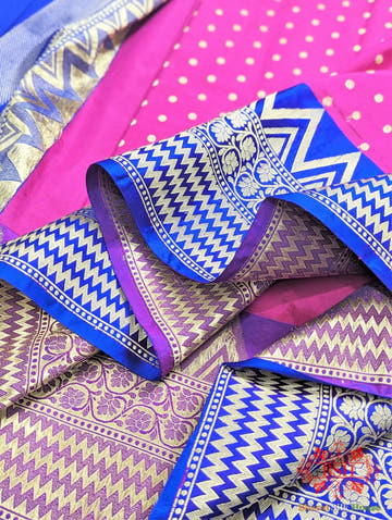 Hot Pink Pure Katan Silk Banarasi Handloom Saree - Bharat Silk House Pure Kataan Silk