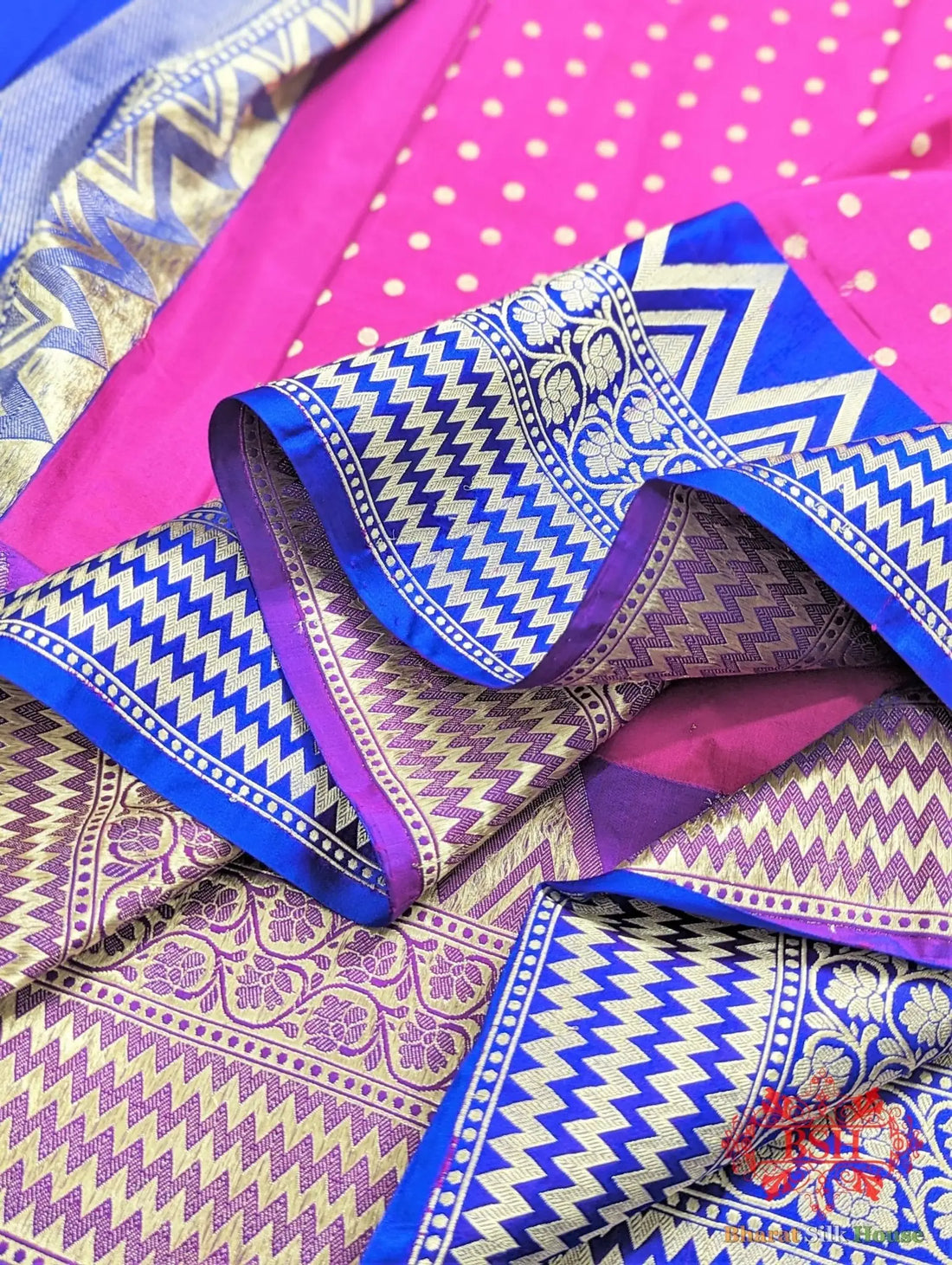 Hot Pink Pure Katan Silk Banarasi Handloom Saree - Bharat Silk House Pure Kataan Silk