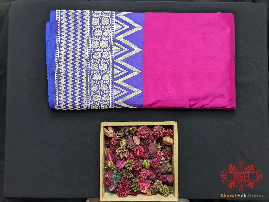 Hot Pink Pure Katan Silk Banarasi Handloom Saree - Bharat Silk House Pure Kataan Silk