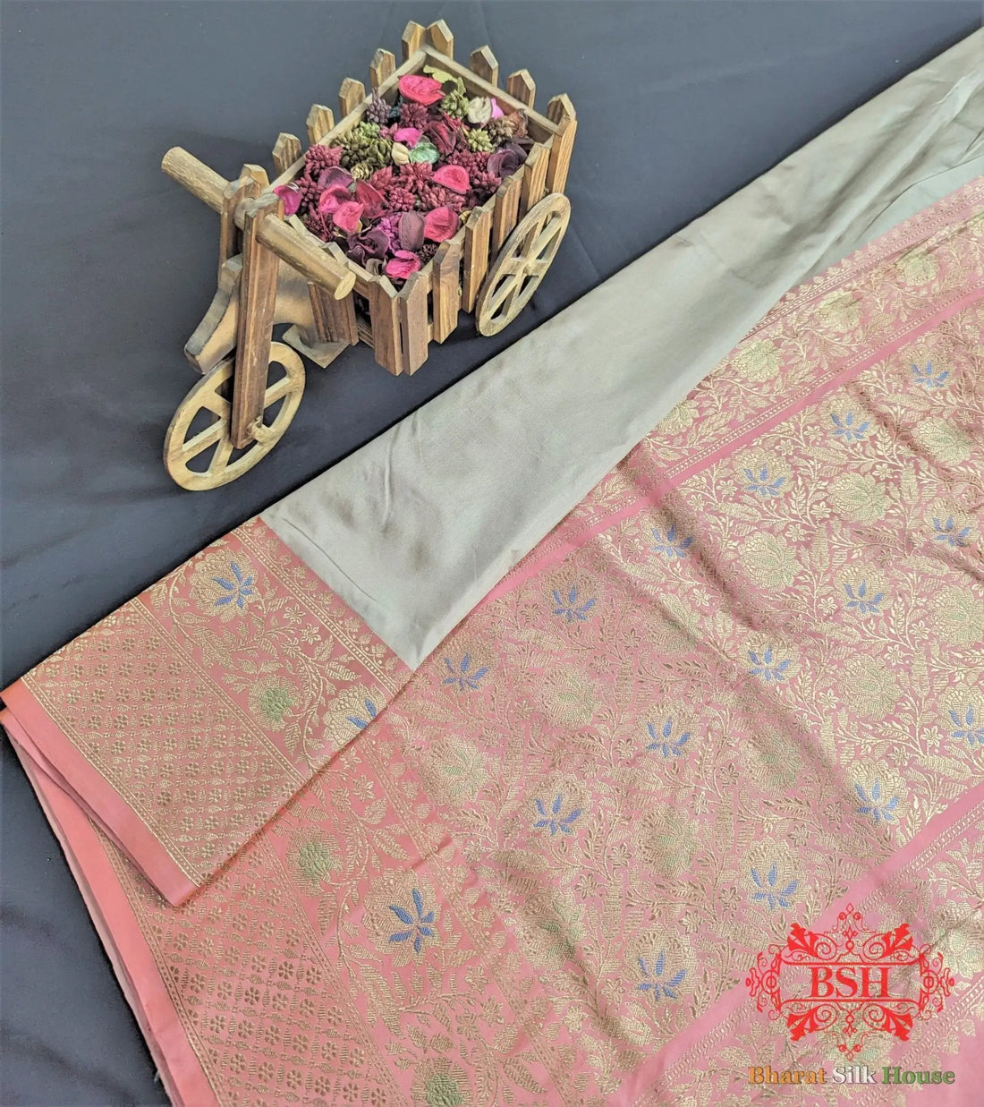 Ivory Pure Katan Silk Banarasi Handloom Saree - Bharat Silk House Pure Kataan Silk