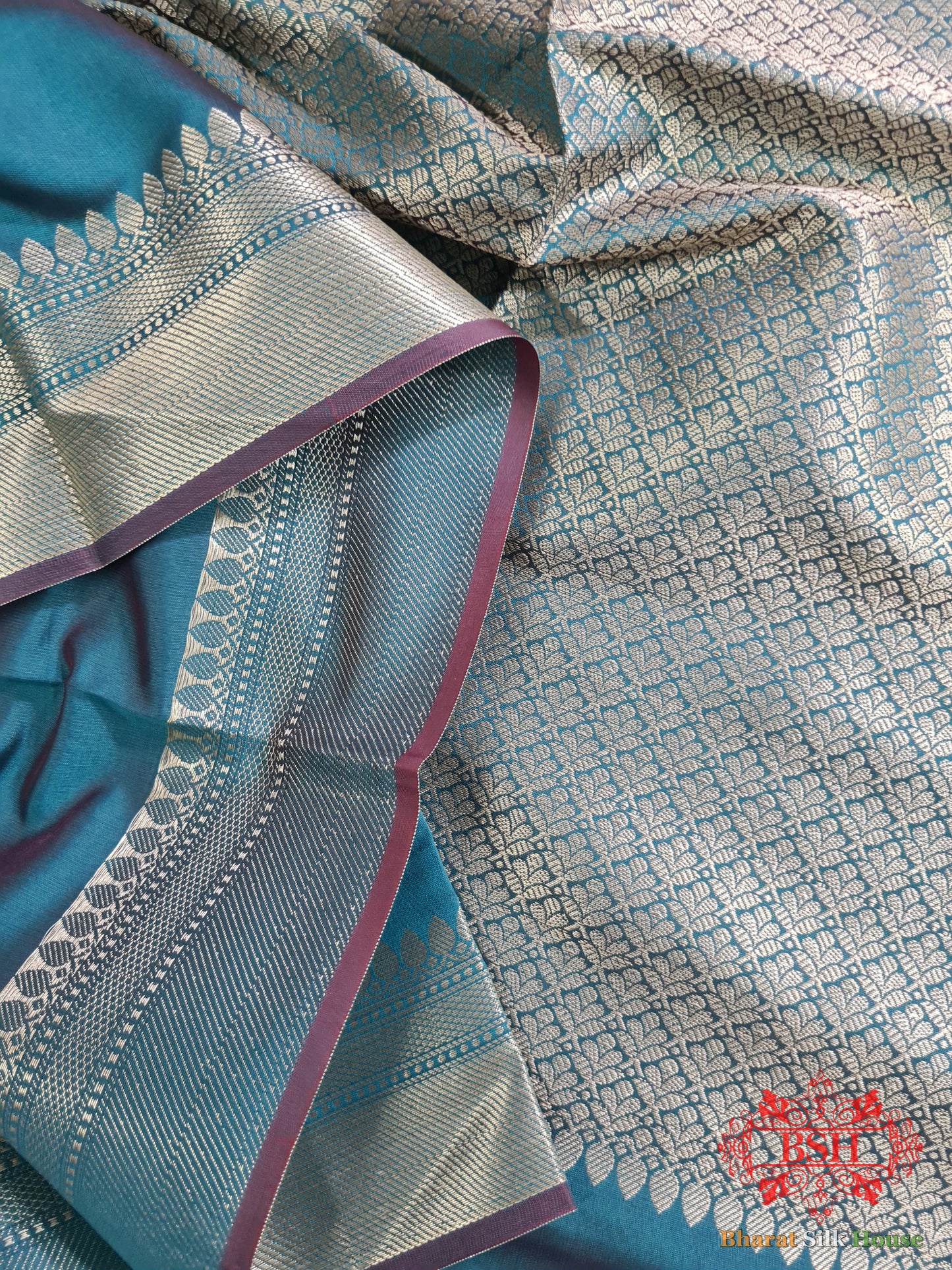 Lapis Shades Of Blue Banarasi Brocade Semi Silk Dupatta - Bharat Silk House