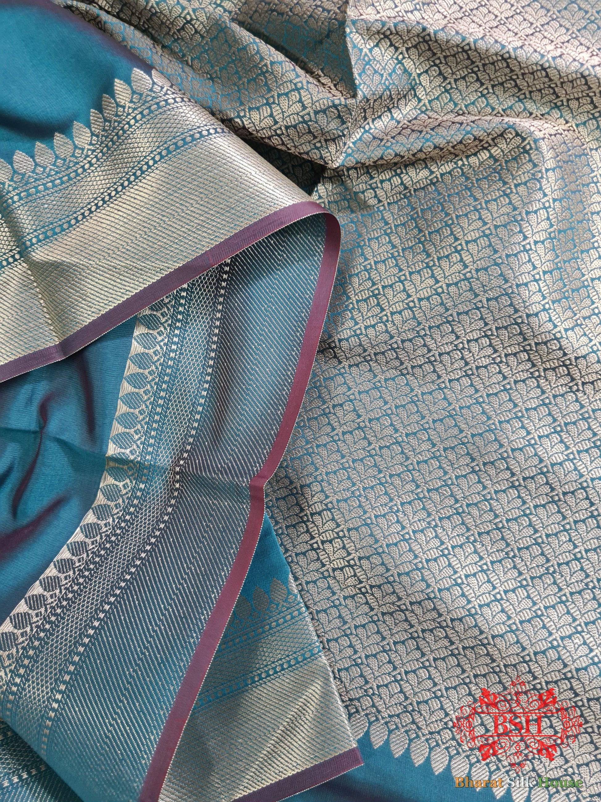 Lapis Shades Of Blue Banarasi Brocade Semi Silk Dupatta - Bharat Silk House