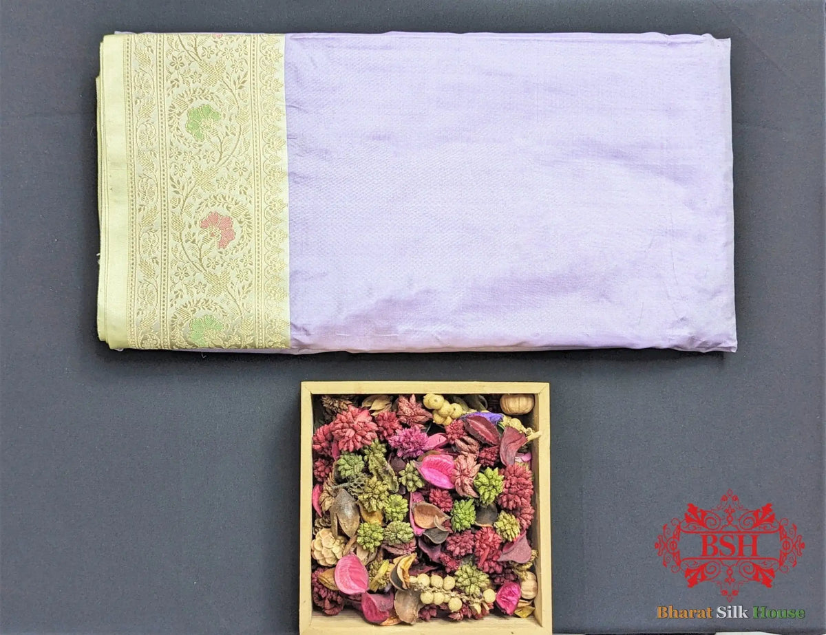 Lavender Pure Katan Silk Banarasi Handloom Saree - Bharat Silk House Pure Kataan Silk