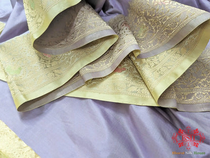 Lavender Pure Katan Silk Banarasi Handloom Saree - Bharat Silk House Pure Kataan Silk