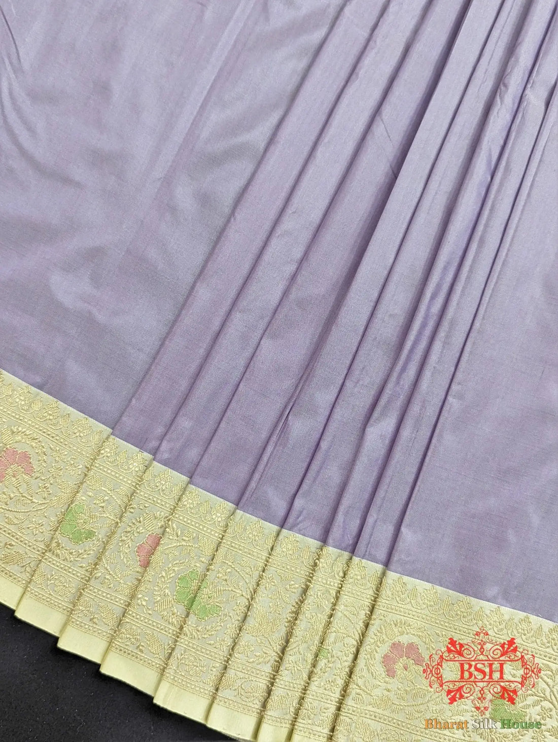 Lavender Pure Katan Silk Banarasi Handloom Saree - Bharat Silk House Pure Kataan Silk