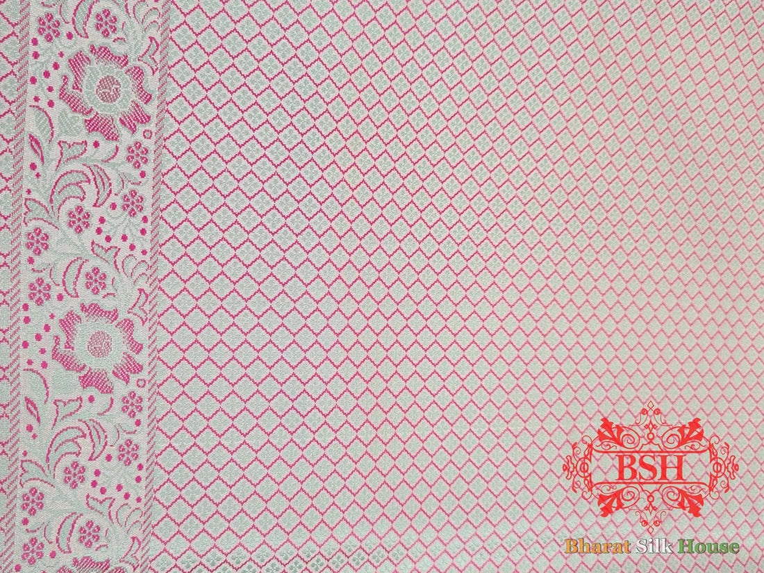 Light Grey Dohri Resham Booti Tanchoi Silk Saree - Bharat Silk House Tanchoi katan