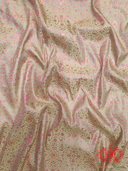 Light Pink Dohri Resham Zari Booti Tanchoi Silk Saree - Bharat Silk House Tanchoi katan