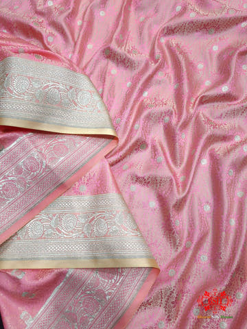 Light Pink Single Zari Tanchoi Silk Saree - Bharat Silk House Tanchoi katan