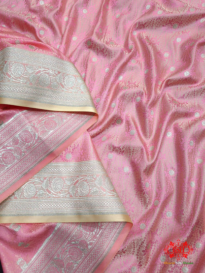Light Pink Single Zari Tanchoi Silk Saree - Bharat Silk House Tanchoi katan