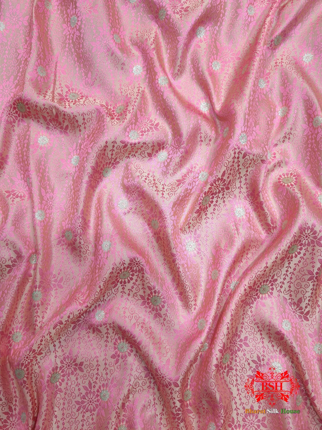 Light Pink Single Zari Tanchoi Silk Saree - Bharat Silk House Tanchoi katan