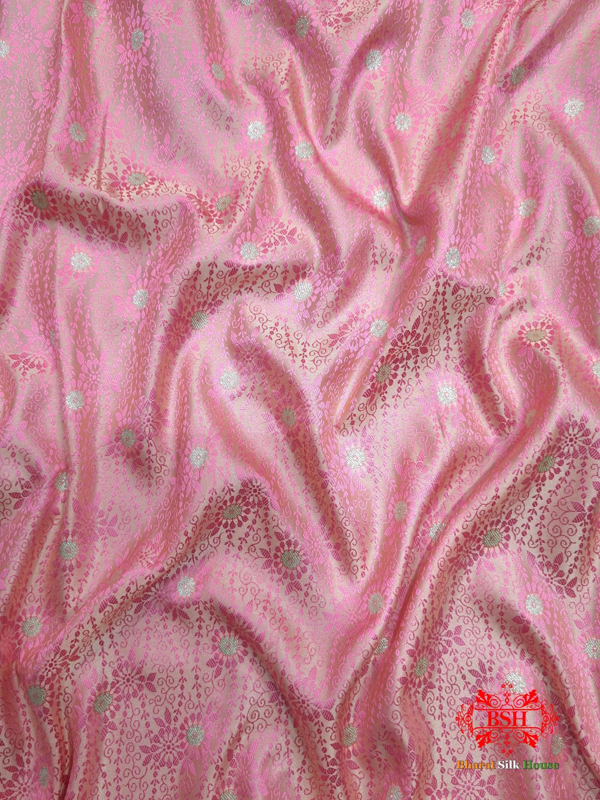Light Pink Single Zari Tanchoi Silk Saree - Bharat Silk House Tanchoi katan