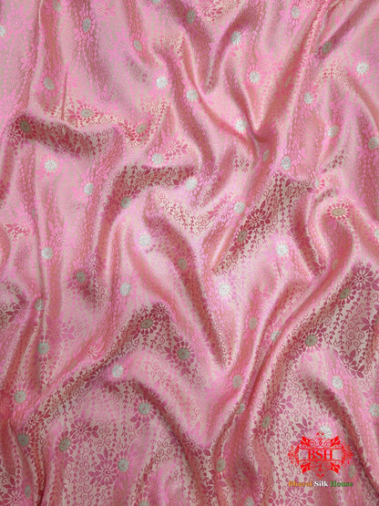 Light Pink Single Zari Tanchoi Silk Saree - Bharat Silk House Tanchoi katan