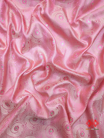 Light Pink Single Zari Tanchoi Silk Saree - Bharat Silk House Tanchoi katan