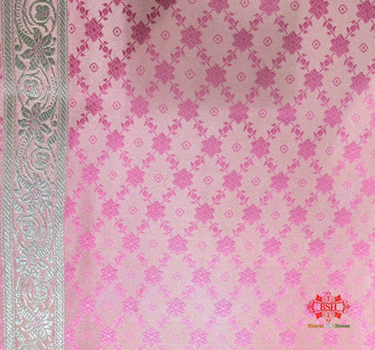 Light Pink Single Zari Tanchoi Silk Saree - Bharat Silk House Tanchoi katan