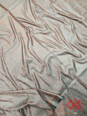 Light Shade Of Peach Dohri Resham Zari Booti Tanchoi Silk Saree - Bharat Silk House Tanchoi katan